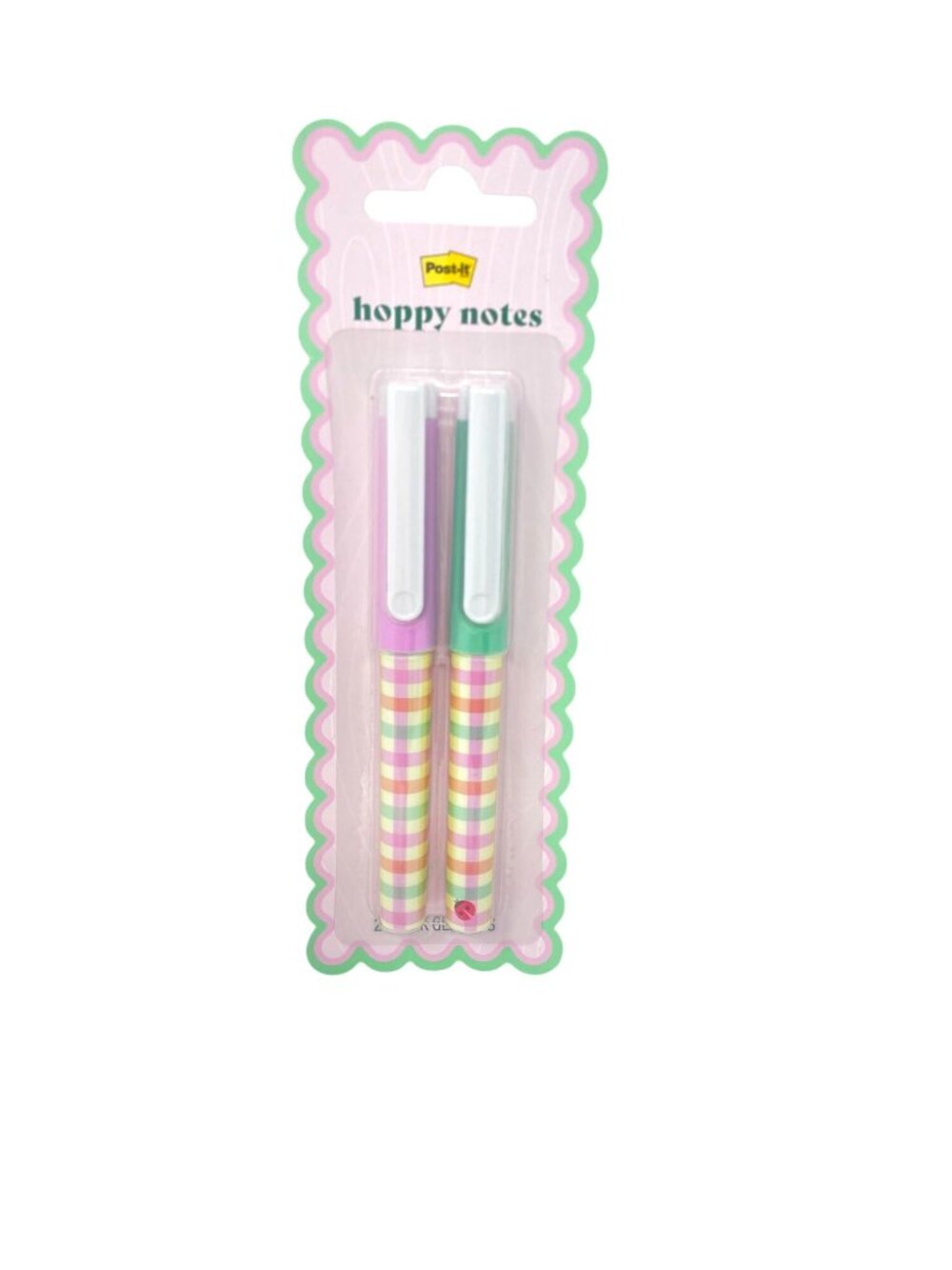 Post-it 2 Pack Pastel Gingham Patterned Gel Pens Black Ink Springtime Gift - Picture 3 of 9